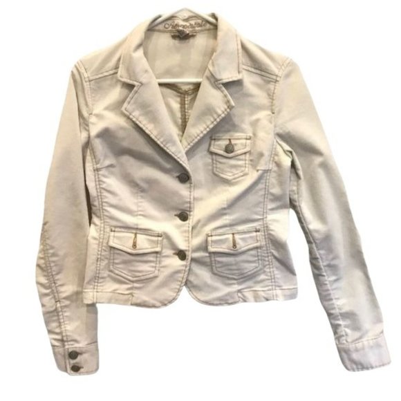 Aeropostale Cropped Corduroy Jacket Beige Size M - Picture 1 of 7